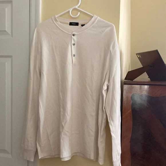 Theory sz XL long sleeve tshirt with three front buttons like NEW ivory white - Picture 1 of 9